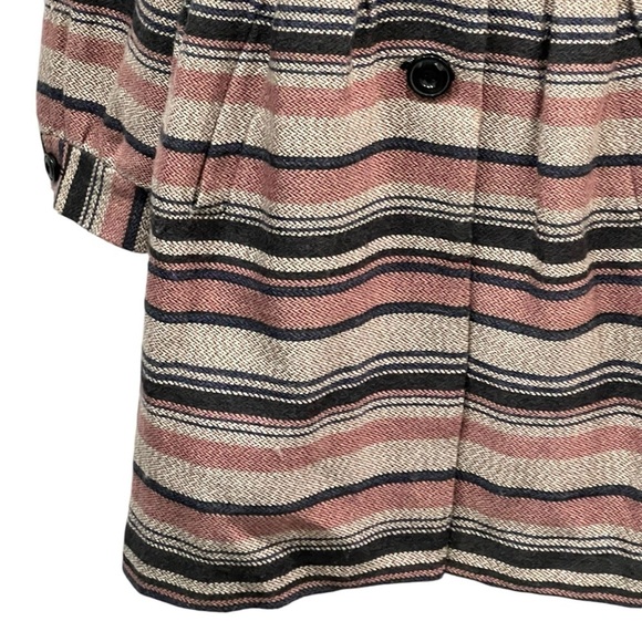 Anthropologie Elevenses Pattern Maker Striped Peacoat Shoulder Bows Size 6 - Picture 6 of 9